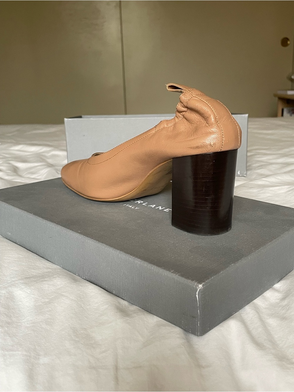 Everlane Camel Brown Leather Block Heel Pumps - Picture 4 of 10